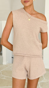 Robin Off Shoulder Top - Taupe