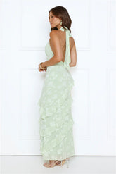Scarlet Muse Halter Maxi Dress Green