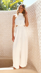 Lara Halter Neck Wide Leg Jumpsuit - White