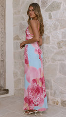 Scarlet Maxi Dress - Blue/Pink Floral