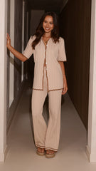 Shaylie Button Up Shirt - Beige