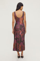 Liora Satin Maxi Slip Dress-Maroon Floral