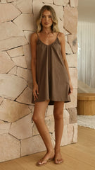 Rainie Mini Dress - Brown