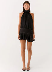 Willow Chiffon Mini Dress - Black