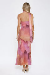 Pixie Drift Halter Mesh Maxi Dress Purple
