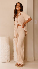 Shaylie Button Up Shirt - Beige