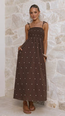 Tammy Maxi Dress - Chocolate Polka