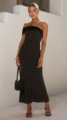 Ria Maxi Dress - Black/White Polka