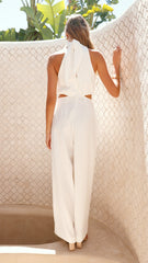 Lara Halter Neck Wide Leg Jumpsuit - White