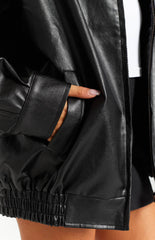 Abbi PU Black Bomber Jacket