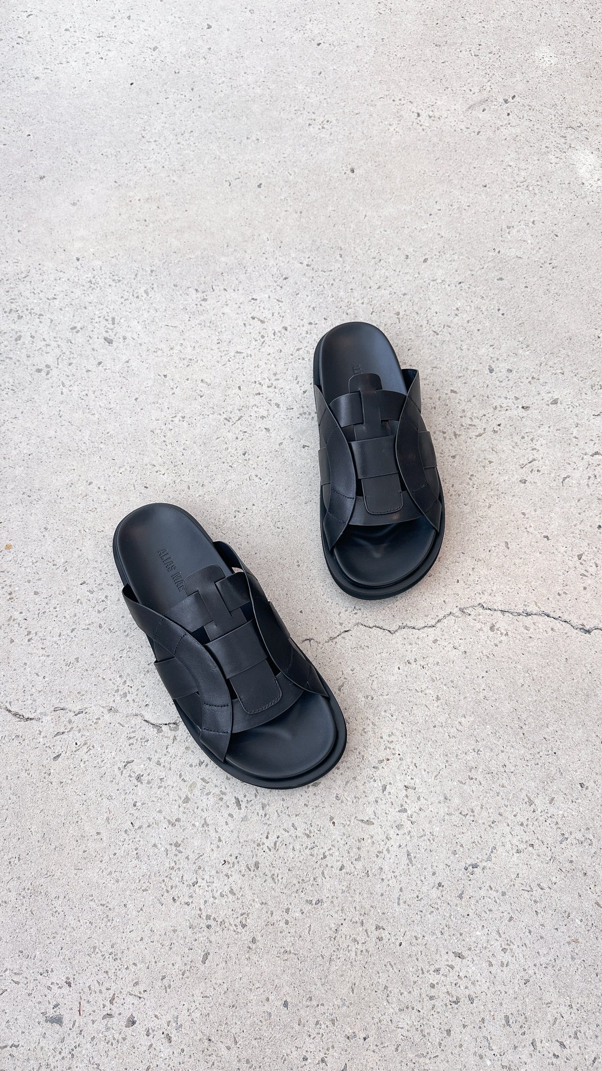 Pasquale Slides - Black leather