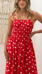 Solare Maxi Dress - Red/White Polka